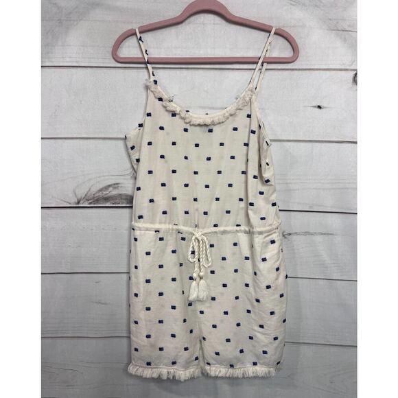 aerie romper ivory blue with tassels size med comfy cozy easy - Picture 1 of 8